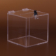 Kocka alakú plexi adománygyűjtő doboz, persely, ötletláda, ragasztott kivitel.