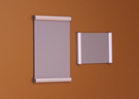 Alumínium kipattintható kerettel, műanyag hátlappal, tükröződésmentes matt felületű, PET előlappal a plakátok védelme érdekében.