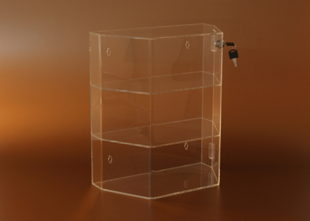 zárható trapéz vitrin 4 polcos