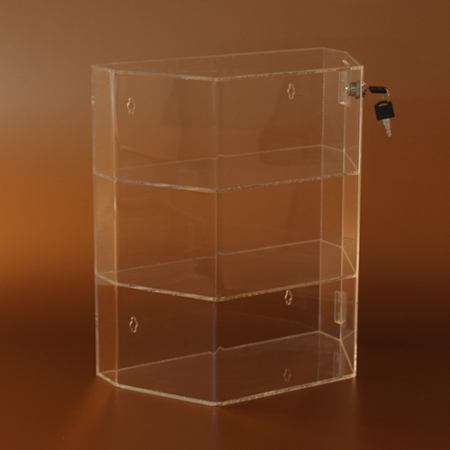 zárható trapéz vitrin 4 polcos